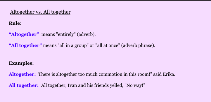 Altogether Vs All Together Englishwithlatini Com