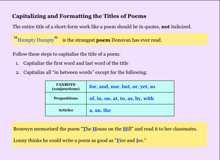 formatting titles englishwithlatini com titles of work